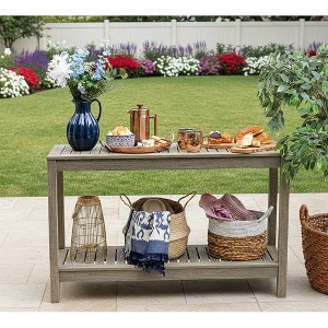Sonoma Lane Azle Weathered Gray Solid Mahogany Outdoor Console Table with Storage Shelf – Weather-Resistant - 1 of 4