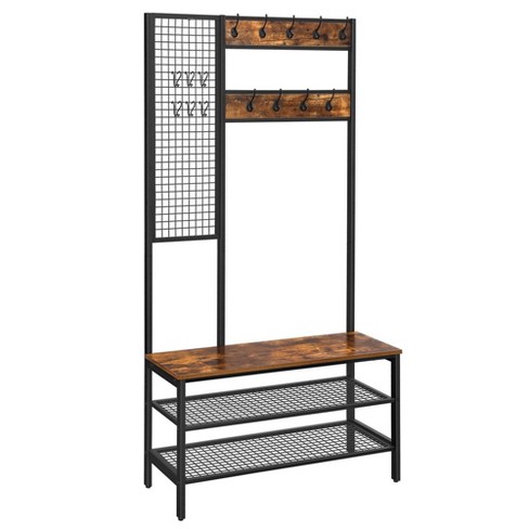 Vasagle industrial coat rack hall tree entryway shoe online bench