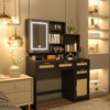Okak Vanity Table with Lights, with Lights in 3 Colors Openable Mirror, Vanity Desk with 4 Drawers, 1 Cabinets and Shelves - 2 of 4