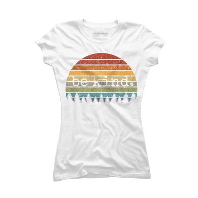 Junior's Design By Humans Uplifting Retro Sun Vintage Be Kind Happy Positive Gift By cssdru T-Shirt