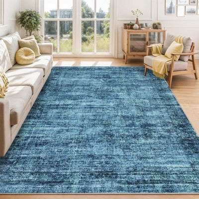 Soft Vintage Distressed Low Pile Washable Large Area Rug for Living Room Bedroom Dining Room