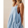 Women Tank Dress Sleeveless Scoop Neck Loose Mini Dress A-Line Sundresses Swimsuit Coverup with Pockets Sky Blue M - 2 of 4