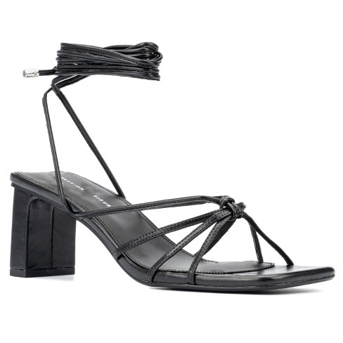 Black strappy heels wide width deals