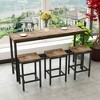 Oversart Long Dining Table Set with 3 Stools, Easy Assembly, Natural (Same SKU:W75753848) - 4 of 4