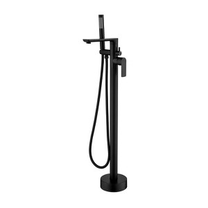 Cobbe Single Handle Freestanding Floor Standing Tub Faucet with Swivel Spout, Handheld Showerhead and 59-Inch Hose Shower Faucet Matte Black - 1 of 4