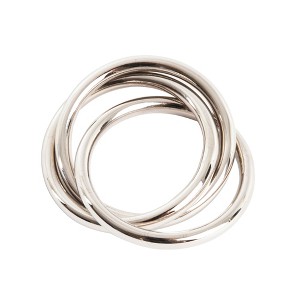 Saro Lifestyle Three Rings Design Napkin Rings (Set of 4), Silver - 1 of 3
