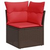 vidaXL 11 Piece Garden Sofa Set with Cushions Brown and Red Poly Rattan - 4 of 4