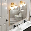 POWLIG 14.17-in 2-Light Gold Bathroom Light Fixtures Over Mirror Vanity Lighting with Milk White Glass Globe Shades - 3 of 4