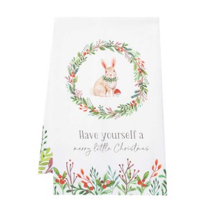 Ganz 27.5 Inch Critter Tea Towel Christmas , Animal Wreath Berries (1PC) - 1 of 3