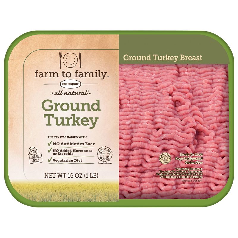 Butterball Farm to Family Ground Turkey Breast - 16oz, 1 of 5