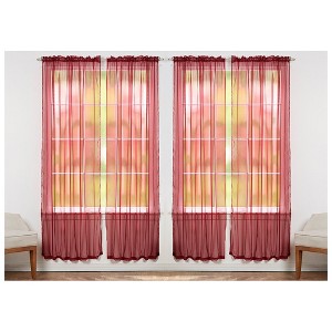 J&V TEXTILES 4-Pieces Sheer Solid Sheer Window Curtains 55x84 - Window Treatment Rod Pocket Voile Drape/Panel Sets for Patio Door - 1 of 4