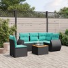 vidaXL 6 Piece Patio Sofa Set with Cushions Black Poly Rattan - 2 of 4