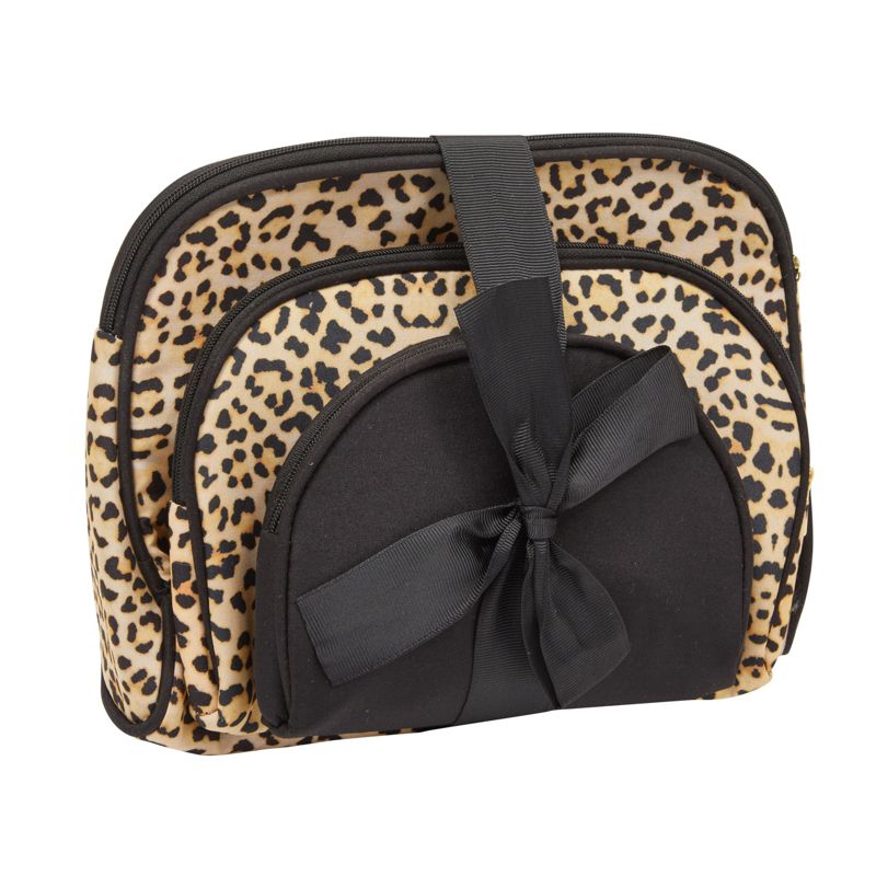 Glamlily 3 Pack Cheetah Print Makeup Bag Set, Cosmetic Travel Bags (3 Sizes), 5 of 10