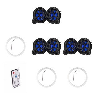 Kicker ( 3 Pair ) 51MSS84 8" Component LED Premium Marine Speakers & 47KLSR8 8-Inch LED Spacer Rings & LED Remote Bundle - 1 of 4