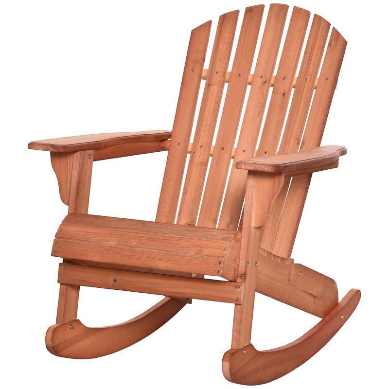 Outsunny Rustic Wooden Adirondack Rocking Chair Outdoor Lounge Chair Fire Pit Seating with Slatted Wooden Design for Patio, Backyard, 4 of 7