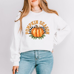 Simply Sage Market Pumpkin Season Checkered Sweatshirt - 1 of 4