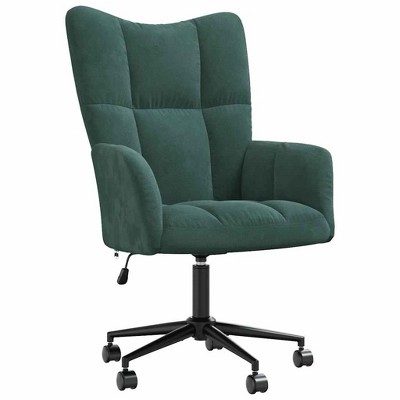 vidaXL Relaxing Chair - Modern Style Dark Green Velvet Adjustable Seat with Roller Castors, Steel Frame and Cross Legs for Living Room or Office