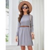Women Long Sleeve Knitted Crewneck High Waist A-Line Cute Mini Sweater Dress - 4 of 4