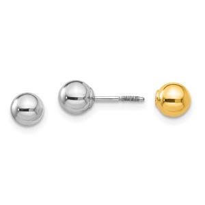 Black Bow Jewelry Kids Reversible 5mm Ball Screw Back Earrings in 14k Two-tone Gold - 1 of 4