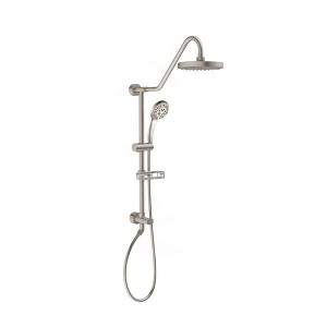 PULSE ShowerSpas Kauai III Brushed Nickel Rain Shower Head with Handheld Spray - 1.8 GPM, 8" Showerhead, 5-Function HandShower, Adjustable Slide Bar - 1 of 4