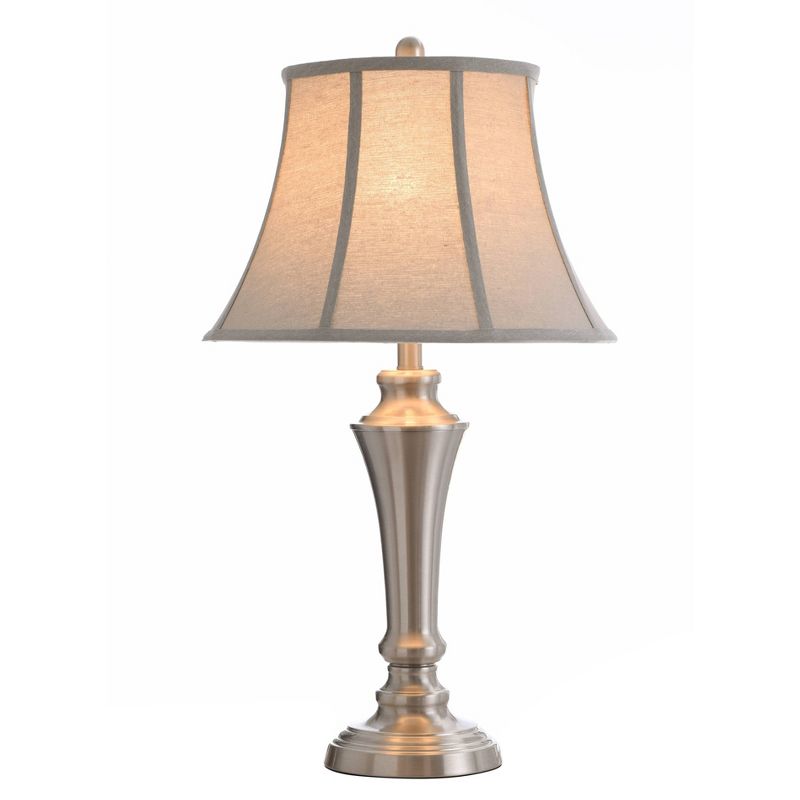 2 Table Lamps and 1 Floor Lamp Brushed Nickel with Taupe Fabric Shades - StyleCraft, 6 of 21