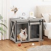 Dog Crate Furniture with Sliding Barn Door, 37''Dog Cage Furniture, Wooden Dog Kennel End Table with Detachable Divider, Indoor Puppy Kennel - 3 of 4