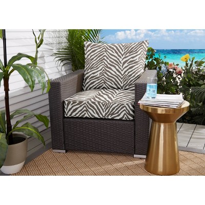 Sunbrella Indoor/Outdoor Deep Seating Pillow and Cushion Set Corded Gray Zebra