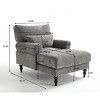 Modern Fabric Upholstered Chaise Lounge Chair,Accent Chair with Cushion and Wood Frame for Living Room,Indoor Lounge Sofa Chair-Koiai - 4 of 4