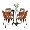 Hana + Bingo 5-Piece Round Clear Glass Dining Table Set with 4 Upholstered Chairs Black Legs - Maison Boucle - 3 of 4