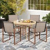 Outdoor Dining Chairs with Breathable Seat & Backrest, Set of 2, Brown - 2 of 3