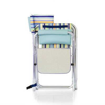 Extra-Wide Portable Sports Chair with Padded Armrests and Side Table