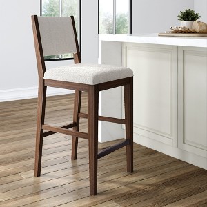 Plank+Beam 30" Counter Bar Stool, Solid Wood Modern Kitchen Stools with Cushion - 1 of 4