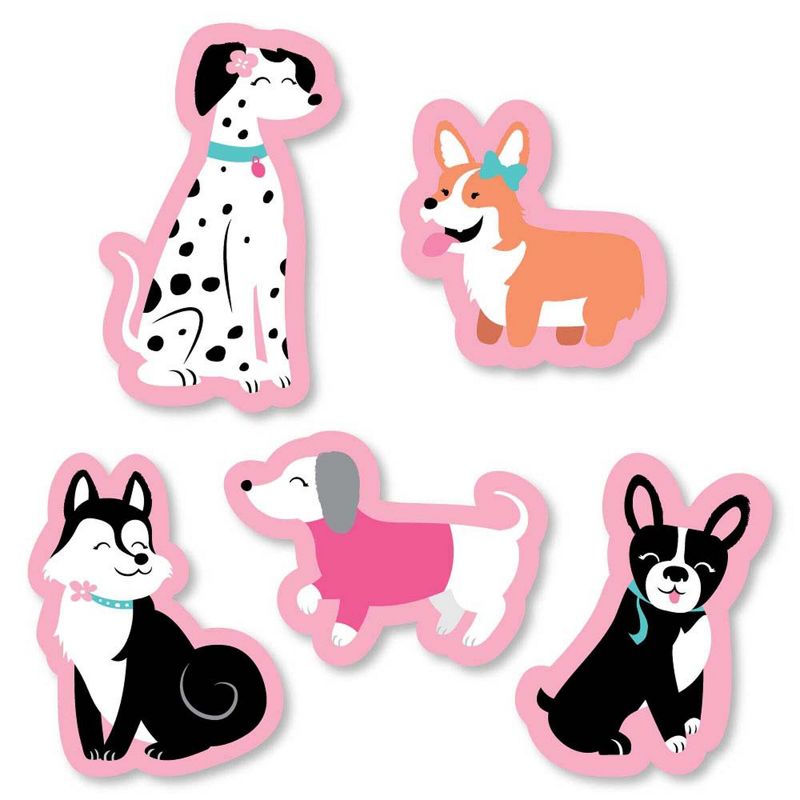 Big Dot of Happiness Pawty Like a Puppy Girl - DIY Shaped Pink Dog Baby Shower or Birthday Party Cut-Outs - 24 Count, 1 of 7