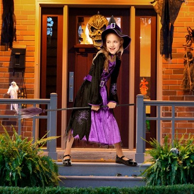 Garvee Witch Costume for Girls -Halloween Fairytale Witch Deluxe Set with choker- Halloween Witch Dress