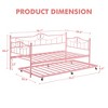Daybed with Trundle, Twin Size Day Bed with 6 Wheels,Heavy Duty Metal Slats, Art Sweet Heart Design,Guest Pull Out Sofa Bed for Living Room, Bedroom - 4 of 4