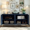 60" Modern Sideboard Buffet Cabinet with Adjustable Shelves, Artistic Carved 4 Doors Accent Storage Console for Entryway, Living Room, Study Room - 3 of 4