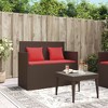 vidaXL Patio Bench with Cushions Brown Poly Rattan - 3 of 4