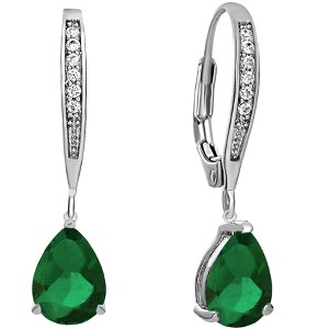 Guili Sterling Silver Cubic Zirconia Pear-Shape Dangling Earrings, A Sparkling and Elegant Collection to Complete and Elevate Your Jewelry Look - 1 of 4