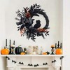 20 Inch Halloween Owl Wreath, Halloween Garland with Natural Vines and Black Artificial Roses - 3 of 4