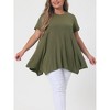 Agnes Orinda Women's Plus Size Ribbed Crew Neck Asymmetrical Hem Flowy Knit Casual Tunic Tops - 2 of 4