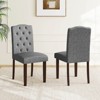 Costway Wooden Dining Chair Set of 4 with Rubber Wood Legs Padded Seat S Springs, Kitchen Beige/Gray - 2 of 4