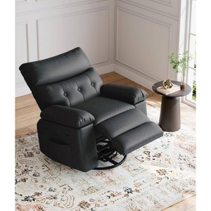 Manual Recliner Chair, PU Leather Rocker Recliner Chair for Adults, 360 Degree Swivel Lounge Chair with Side Pocket, Modern Sofa Home Theater Seating - 1 of 4