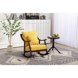 CAVINAS Linen Glider Rocking Chair with High Backrest,Mid Century Modern Upholstered Rocking Chairs,Nursery Accent Chair for Bedroom - 1 of 4