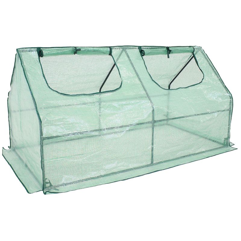 Sunnydaze Outdoor Portable Plant Shelter Mini Greenhouse with Double Zipper Doors and Cover - Green, 1 of 13