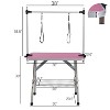 UbMelt Folding Pet Grooming Table with Adjustable Arms,Nooses,Clamps and Mesh Tray for Medium/Large Dogs,Gray/Pink - 3 of 4