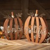 12"H & 13.25"H Sullivans Wooden Text Pumpkin Set of 2  Brown - 3 of 3