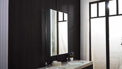 36'' x 36'' Silver Aluminum LED Medicine Cabinet with Mirror