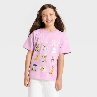 Girls' Short Sleeve Oversized Scenic Happiness Club T-Shirt - Cat & Jack™  Lavender Mauve