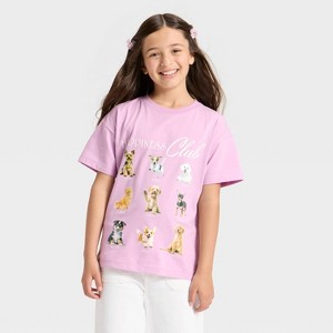 Girls' Short Sleeve Oversized Scenic Happiness Club T-Shirt - Cat & Jack™  Lavender Mauve - 1 of 4