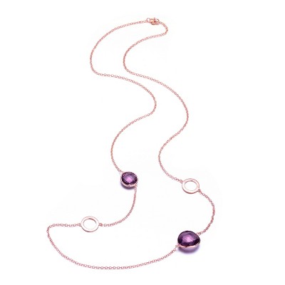 Guili Rose Gold Plated Purple Cubic Zirconia Charm Necklace, a captivating and vibrant design that adds a touch of color and brilliance.